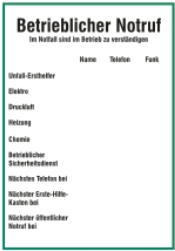 Rettungsschilder, Fluchtwegschilder, Fluchtweg, Fluchtwegbeschilderung, Betrieblicher Notruf